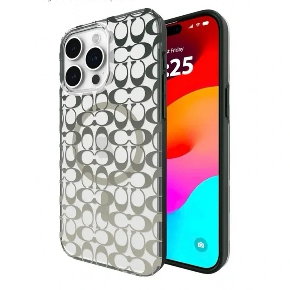 Coach Signature C Protective Case for Magsafe For iPhone 15 Pro Max Clear NIB - Picture 1 of 7